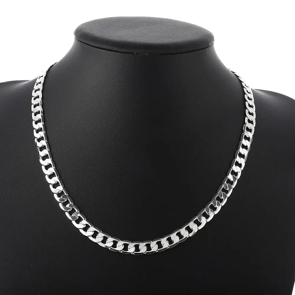 Chokers Special offer 18K gold Necklaces 925 Stamp Silver color Classic 8MM sideways chain for Men woman fine Jewelrys Wedding party 231021