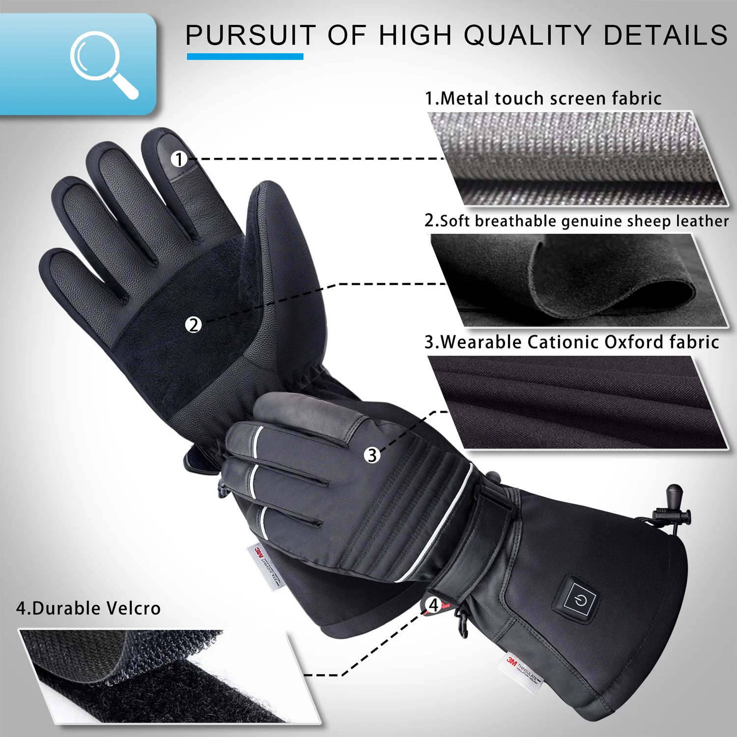 Five Fingers Gloves Winter outdoor hiking camping hiking motorcycle riding three-speed thermostat charging waterproof ski heating gloves 231021