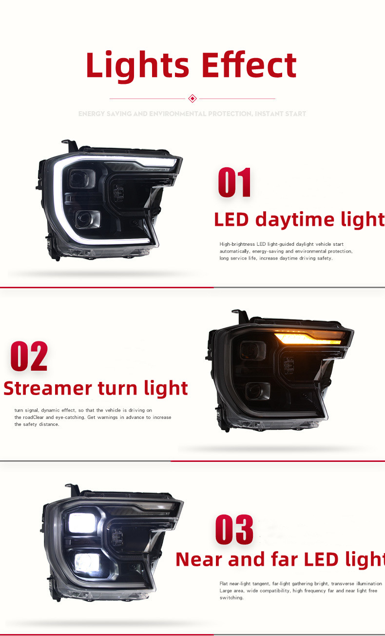 Full LED Headlights For Ford Ranger T9 2023 LED Daytime Lights Front Lamp LED Headlight Turn Signal Light Accessories