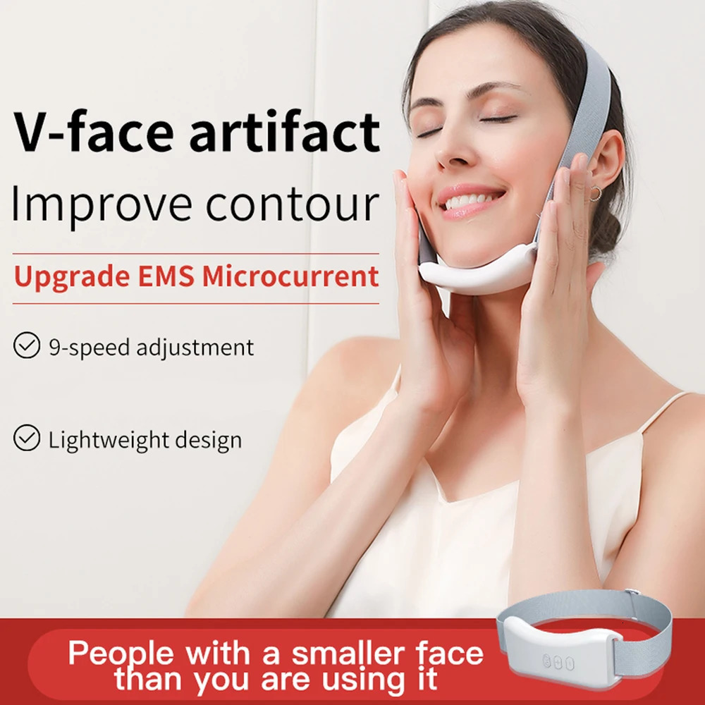 Face Massager EMS V-Face Double Chin Reducer V Face Massager Shape Lifting Slimming Microcurrent Beauty Device V-Line Chin Up Remover 231021