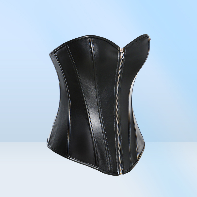 PVC Faux Leather Overbust Corset Bustier S6XL Plus Size Women Front Zipper Corset Push up Bra Red Black LC52235286198