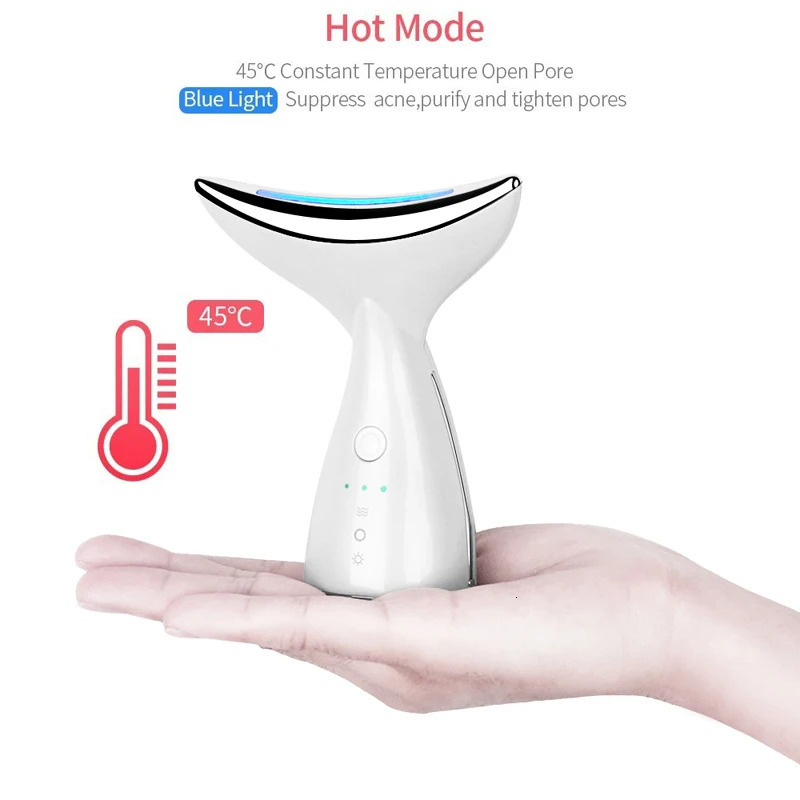 Face Massager EMS Thermal Neck Lifting and Tighten Massager 3 Colors Led Pon Neck Wrinkle Removal Electric Microcurrent Reduce Double Chin 231021