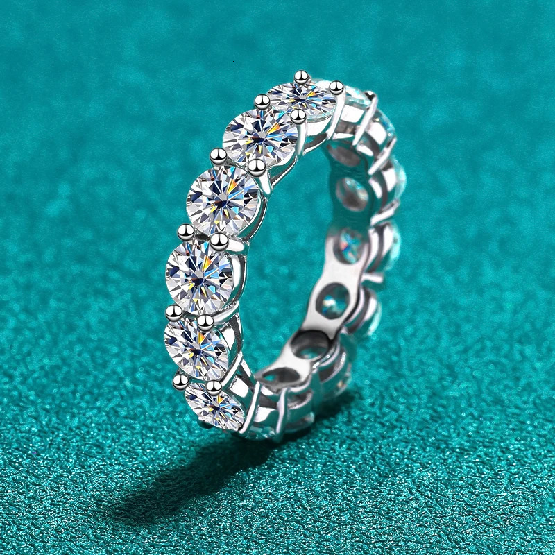 Wedding Rings Smyoue 7ct 5mm Full Ring for Women Men Sparkling Round Cut Full Enternity Diamond Band Wedding S925 Sterling Silver 231021