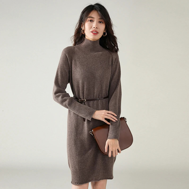 Women's Sweaters Cashmere Sweater Women Winter Clothes Wool Turtleneck Pullover Long Warm Pull Femme Eleagnt Sweater Dress Hiver 1914 231023