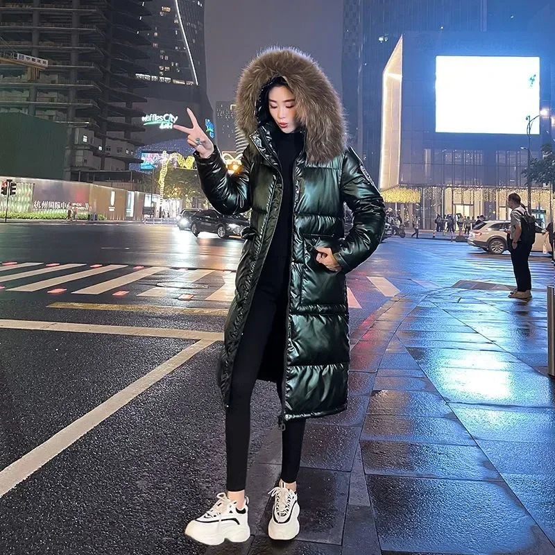 Women's Down Parkas Large Natural Raccoon Fur Collar Hooded Winter Jacket Women White Duck Thick Warm Park Female Real Long Snow Coat 231023Z