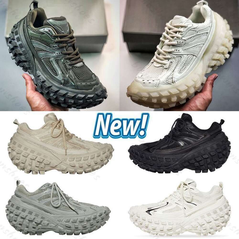 2023 top quality Casual Shoes Designer Defender Rubber Platform Sneaker Men Women Tire Shoe Sneakers Beige Black Khaki Army Green STARS LOVES Mens Dad Trainers Sport