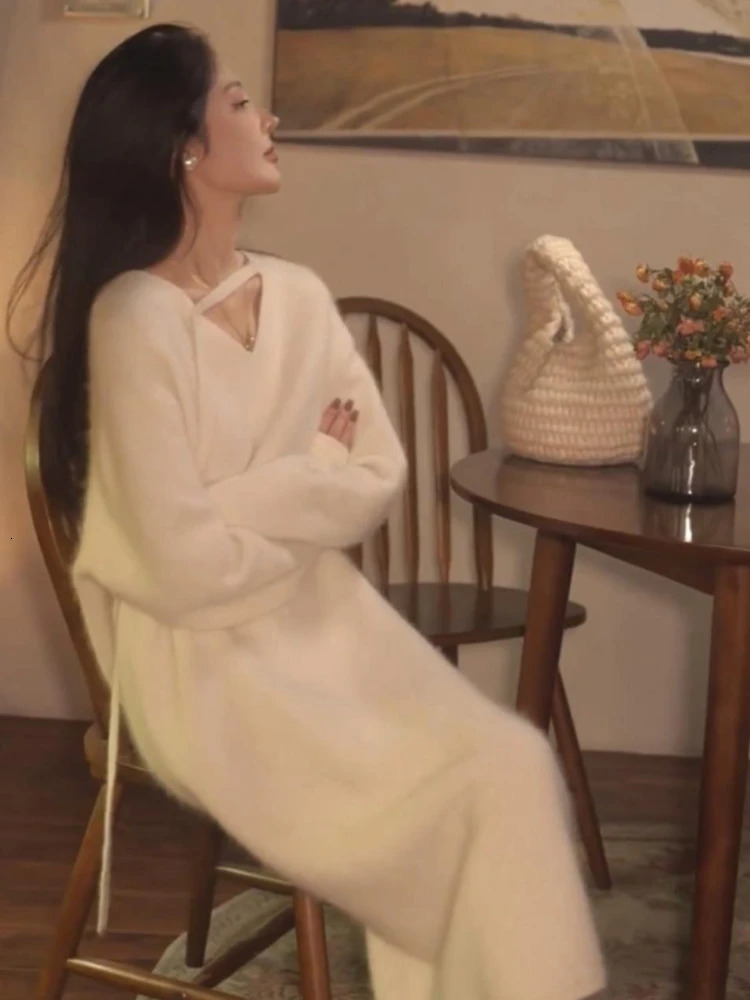 Women's Sweaters Oversized Sweater Pullover Long Sleeve Dresses Korean Fashion Sweater Women Elegant Long Dress Top Autumn Sweater Dress 231023