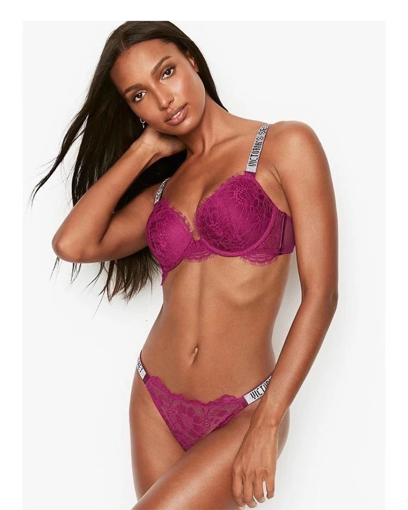 Women's Panties VICTORIAS SECRET Sexy Women Lace Push Up Bra Set Elegant Ladies Underwear White bralette Letter Pieces Intimate Suit hjgyu 231023