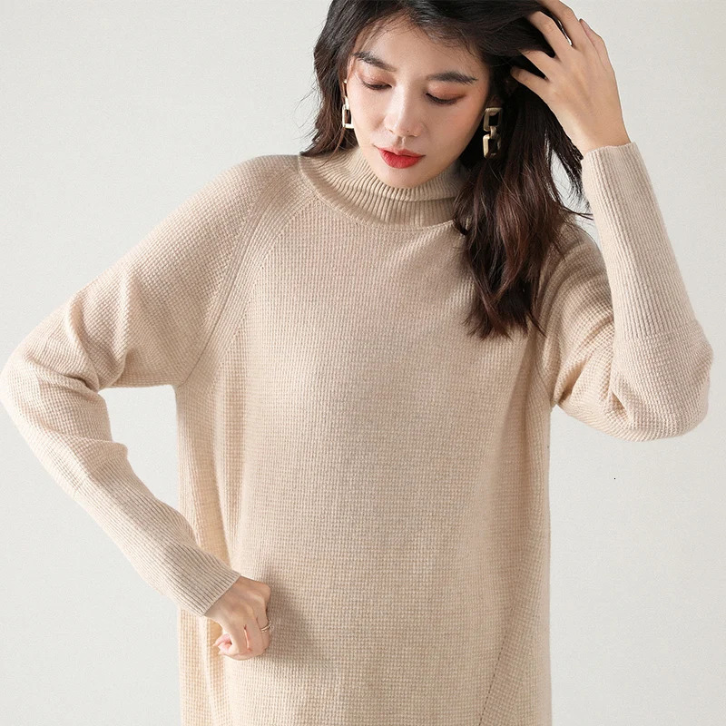 Women's Sweaters Cashmere Sweater Women Winter Clothes Wool Turtleneck Pullover Long Warm Pull Femme Eleagnt Sweater Dress Hiver 1914 231023