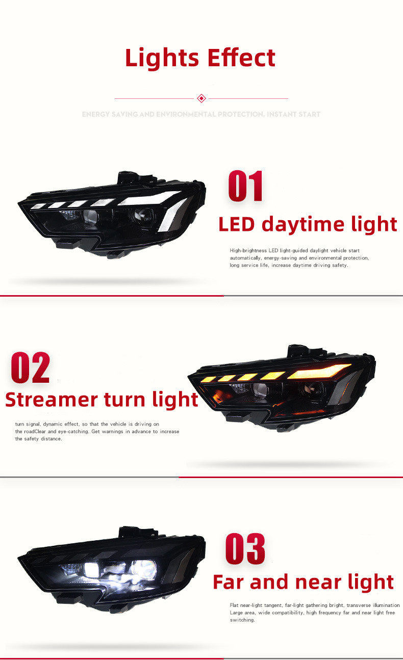 Car Styling Headlights for AUDI A3 20 17-20 20 LED Headlight Projector Lens Blue DRL Head Lamp Auto Accessories