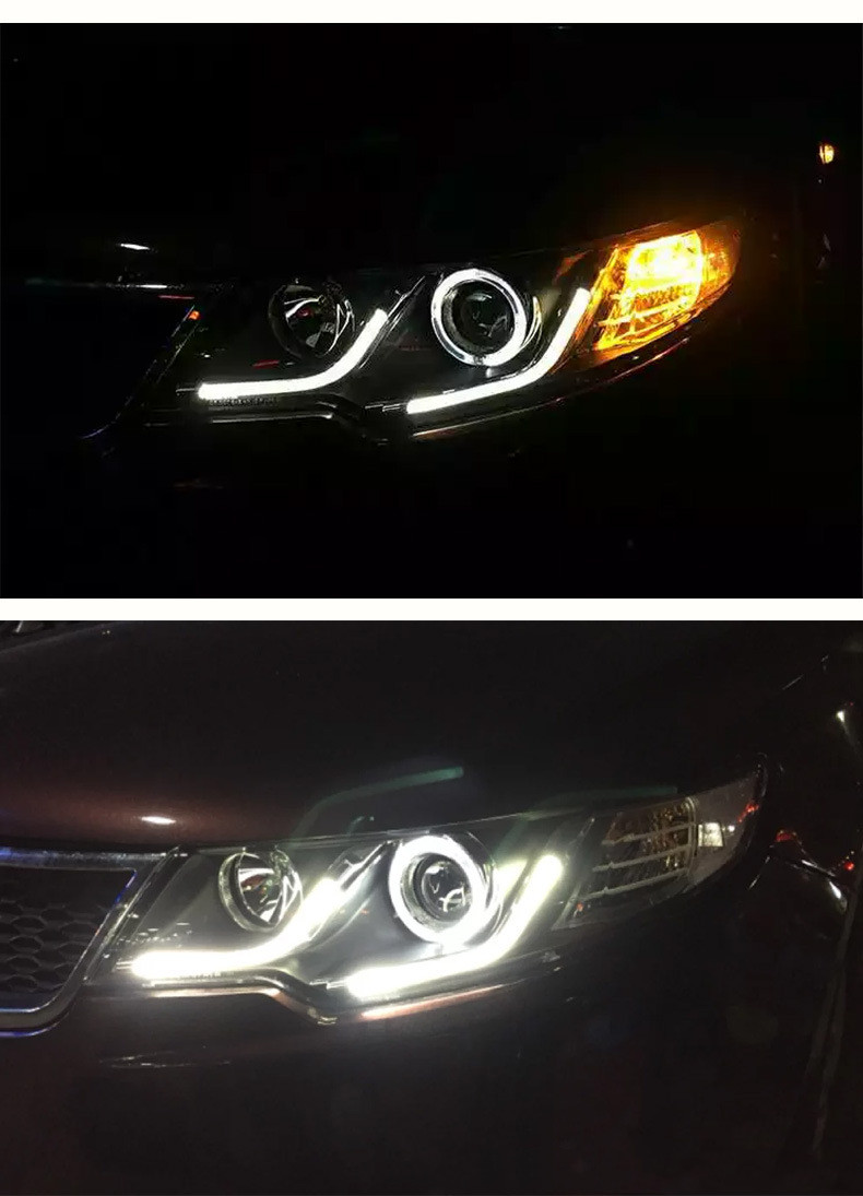 Car Styling Head Lights for KIA Forte 2009-2015 Forte Coupe Headlights LED Angel Eye Daylight Lens Xenon Lamp Signal Headlamp