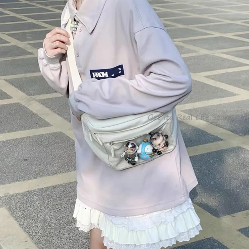 Waist Bags Mini Ita Chest Bag Crossbody Women Cute Clear Pocket with Insert Display Layer Nylon Kawaii Small Itabag Shoulder Purse H223 231024