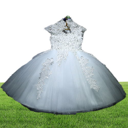 born Baby Girls Baptism Christmas Dresses White Sequin Beads Lace 1 Year Birthday Dress Infant Princess Christening Dress LJ201221