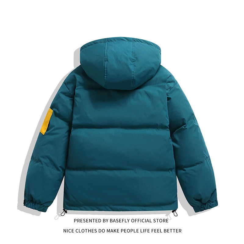 Men's Down Parkas Solid Hooded Thick Warm Winter Men Bomber Puffer Jacket Unisex Women Parka Couple High Streetwear Coat Varisty Chic Daily Wear 