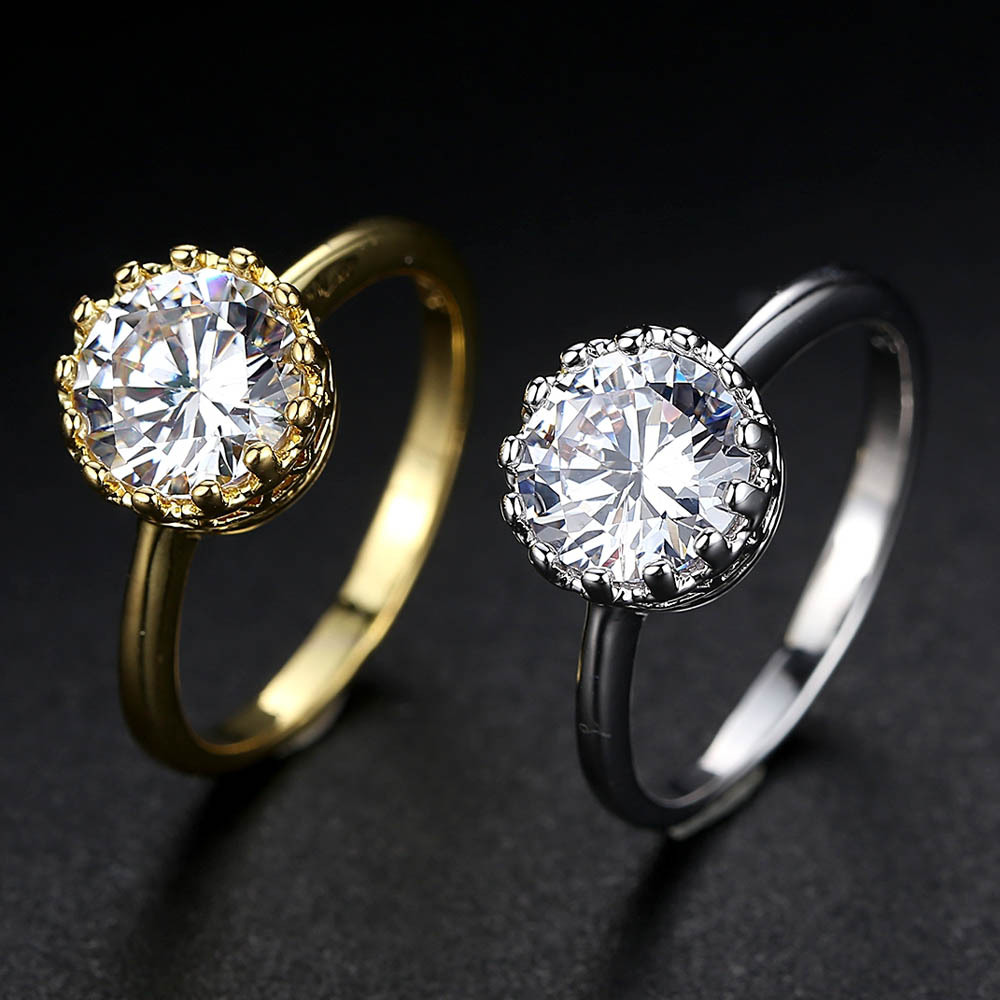 Statement Crown Promise ring Rose Gold Silver AAAAA sona cz Engagement Wedding Band Rings for women Bridal Party Jewelry