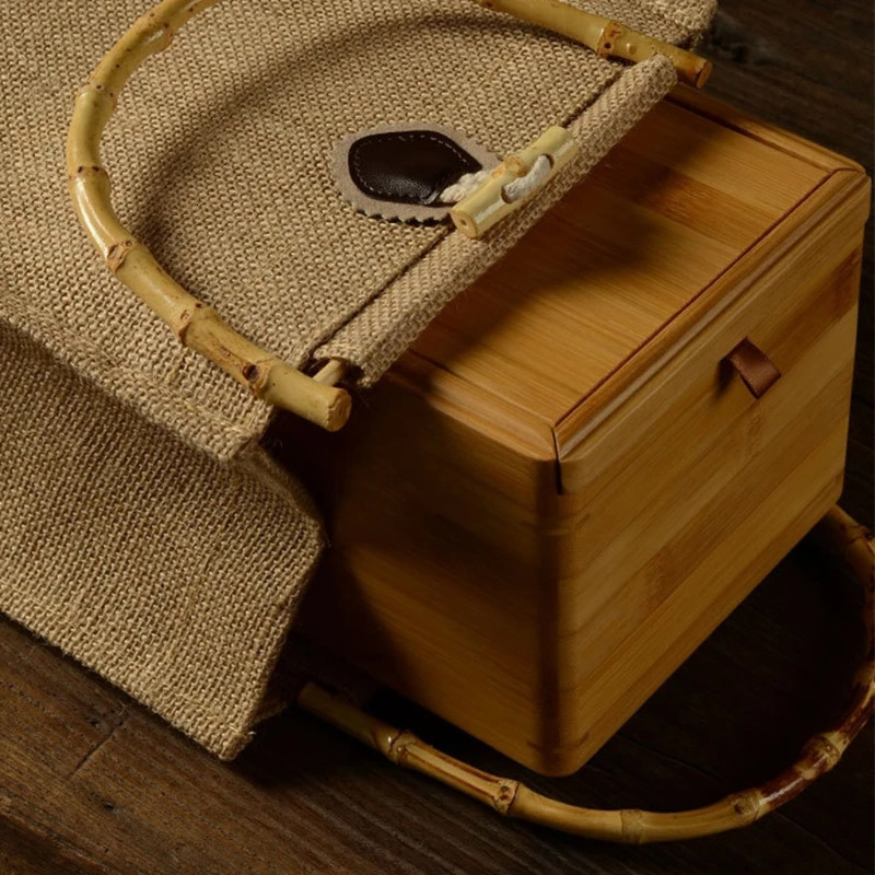 Evening Bags Unisex Portable Burlap Jute Shopping Bag with Bamboo Loop Handles Wome Men Durable Reusable Casual Tote Grocery Handbag 8 Size 231024