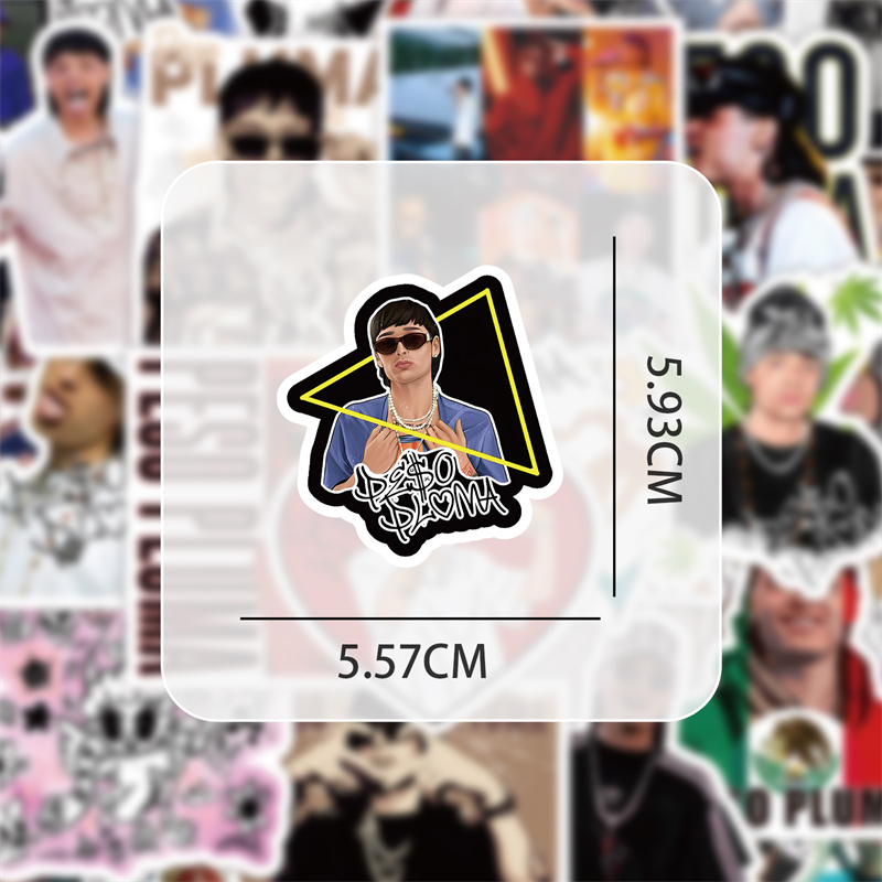 53Pcs Hot Singer Peso Pluma Stickers Rapper Graffiti Stickers for DIY Luggage Laptop Skateboard Motorcycle Bicycle Stickers