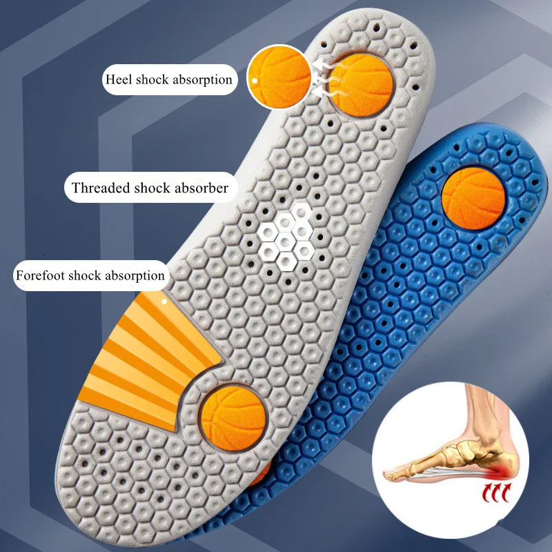 Shoe Parts Accessories 1Pair Sport Comfort Running Baskets Insole for Feet Men Shoes Insoles Shock Absorption Thick Sole Non Slip Pads 231024