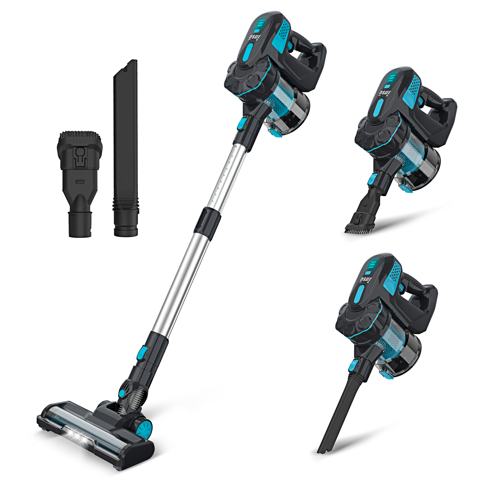 INSE Cordless Vacuum Cleaner, 6-in-1 Rechargeable Stick Vacuum, 45mins Runtime, Lightweight 2200mAh Battery Ultra-Quiet Multifunctional Vacuum Cleaner
