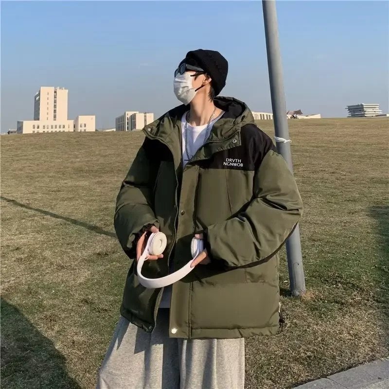 Men's Down Parkas Korean Patchwork Thicken Puffer Jacket Men Winter Streetwear Coat Windbreaker Outwear Coats Warm Cotton Padded 231023