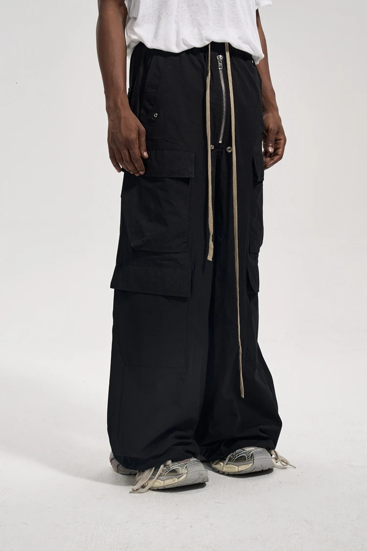 Mens Pants Vintage Zipper Side Pocket Cargo Flared Casual Men Y2k Baggy Japanese Streetwear Trousers 231024