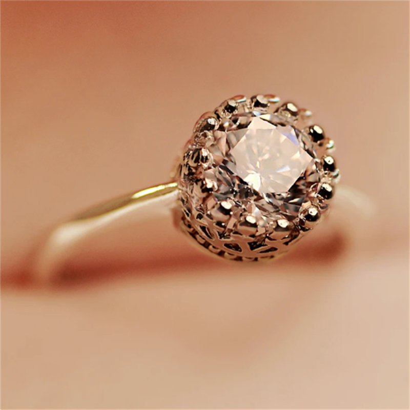 Statement Crown Promise ring Rose Gold Silver AAAAA sona cz Engagement Wedding Band Rings for women Bridal Party Jewelry