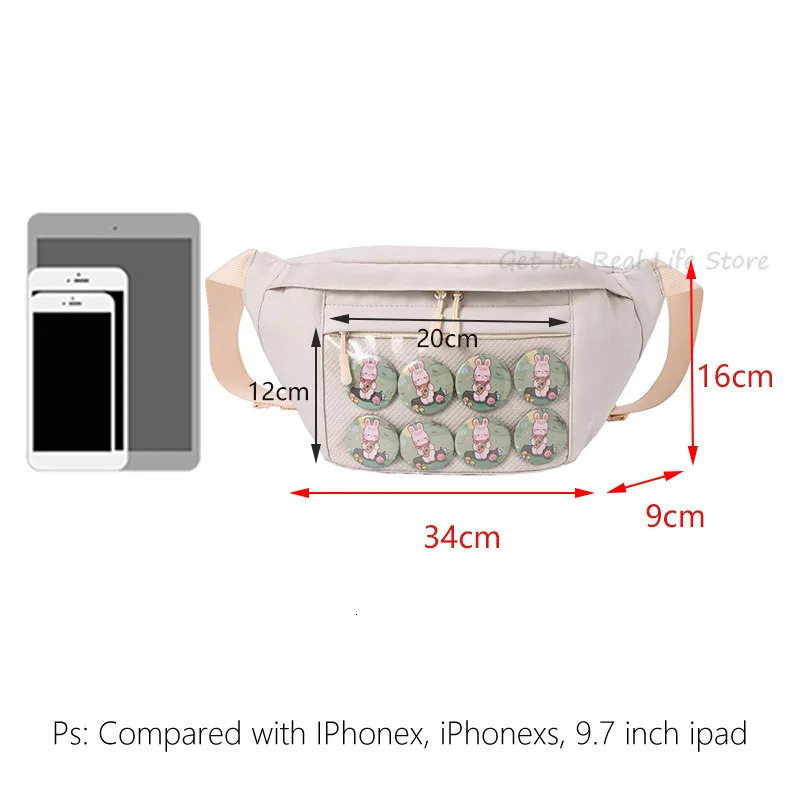Waist Bags Mini Ita Chest Bag Crossbody Women Cute Clear Pocket with Insert Display Layer Nylon Kawaii Small Itabag Shoulder Purse H223 231024
