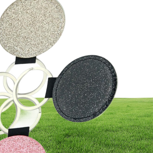 PU Leather Sublimation Keychain Home Blanks Heat Transfer Round Shape Glitter Backside Keyring DIY Gift1207667