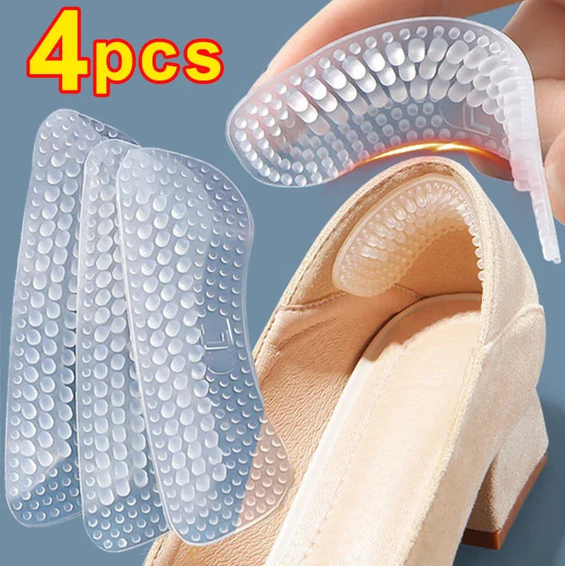 Shoe Parts Accessories 4PCS Silicone Heel Stickers Heels Grips for Women Men Anti Slip Cushions NonSlip Inserts Pads Foot Care Protector 231024