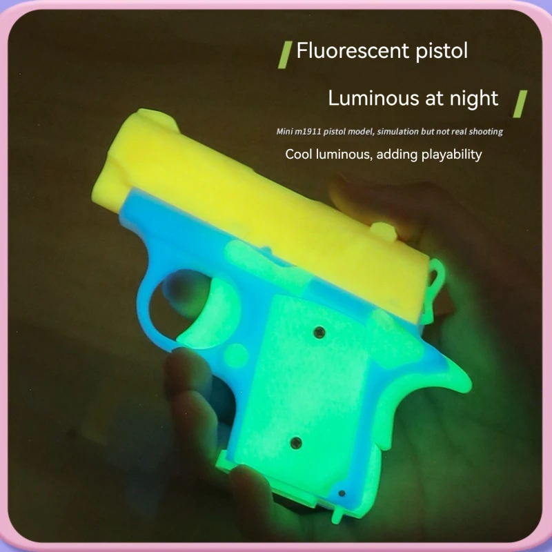 MINI 3D Toy Gun Model Cannot Shoot M1911 Colt Fidget Depression Toy Adults Toy Pistol Luminous Boys Birthday Gifts