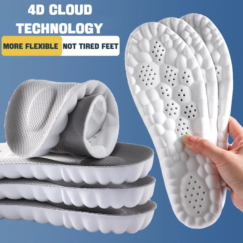 Shoe Parts Accessories 1Pair 4D Shoes Insoles for Feet Soft Plantar Fasciitis Insole Arch Support Orthopedic Inserts Sports Shock Absorption Pads 2310