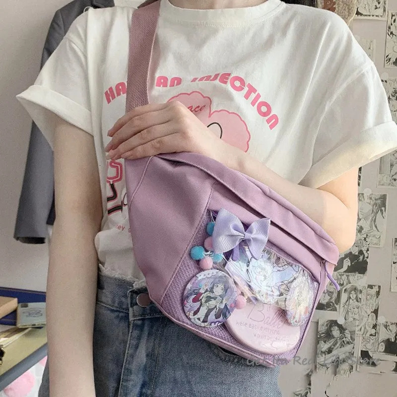 Waist Bags Mini Ita Chest Bag Crossbody Women Cute Clear Pocket with Insert Display Layer Nylon Kawaii Small Itabag Shoulder Purse H223 231024