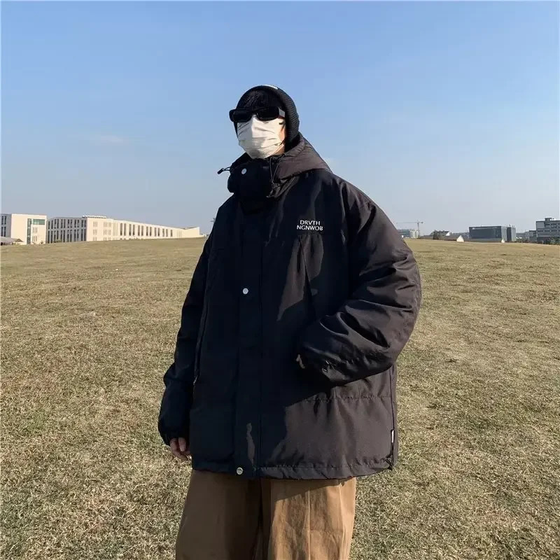 Men's Down Parkas Korean Patchwork Thicken Puffer Jacket Men Winter Streetwear Coat Windbreaker Outwear Coats Warm Cotton Padded 231023