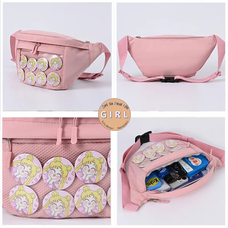 Waist Bags Mini Ita Chest Bag Crossbody Women Cute Clear Pocket with Insert Display Layer Nylon Kawaii Small Itabag Shoulder Purse H223 231024