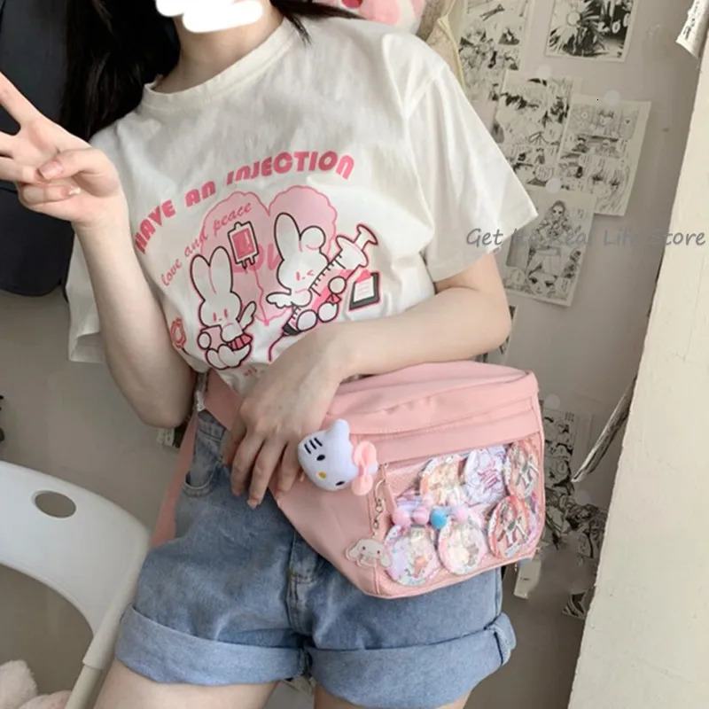 Waist Bags Mini Ita Chest Bag Crossbody Women Cute Clear Pocket with Insert Display Layer Nylon Kawaii Small Itabag Shoulder Purse H223 231024