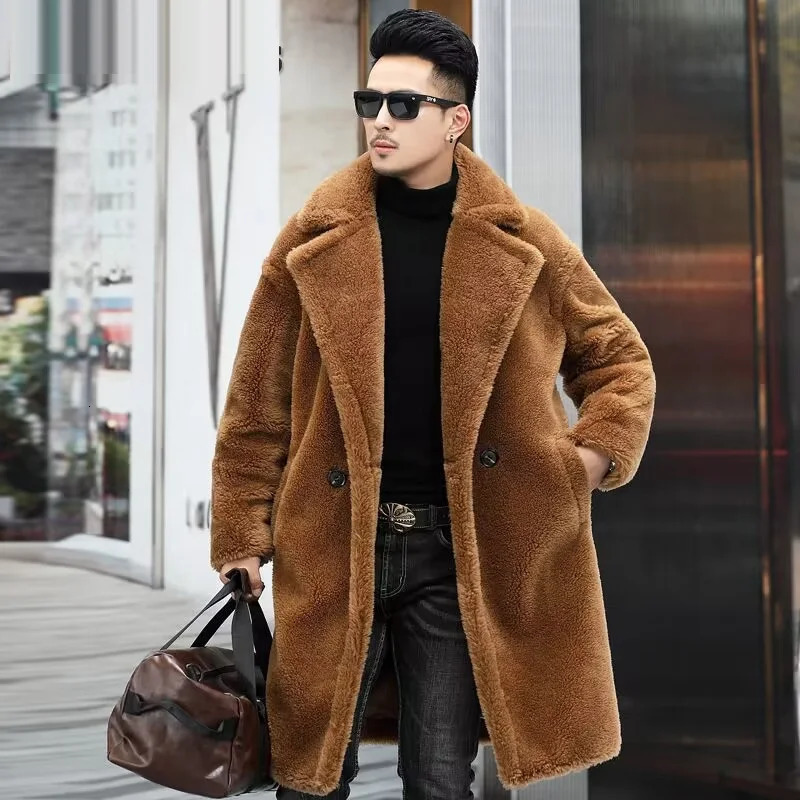 Men's Down Parkas Fur Warm Long Jacket 2023 Winter Men Snow Wear Coat Clothing Thicken Fleece Jackets 231023