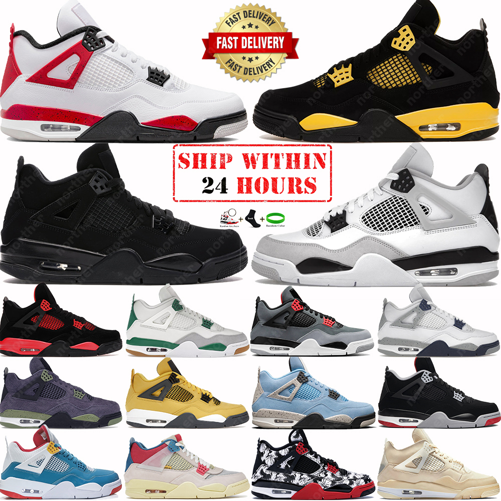 Red Cement 4 basketball sheos 4s mens jumpman Thunder University Blue Black Cat Midnight Navy Pine Green Bred White Oreo Bordeaux Messy Room womens designer sneakers