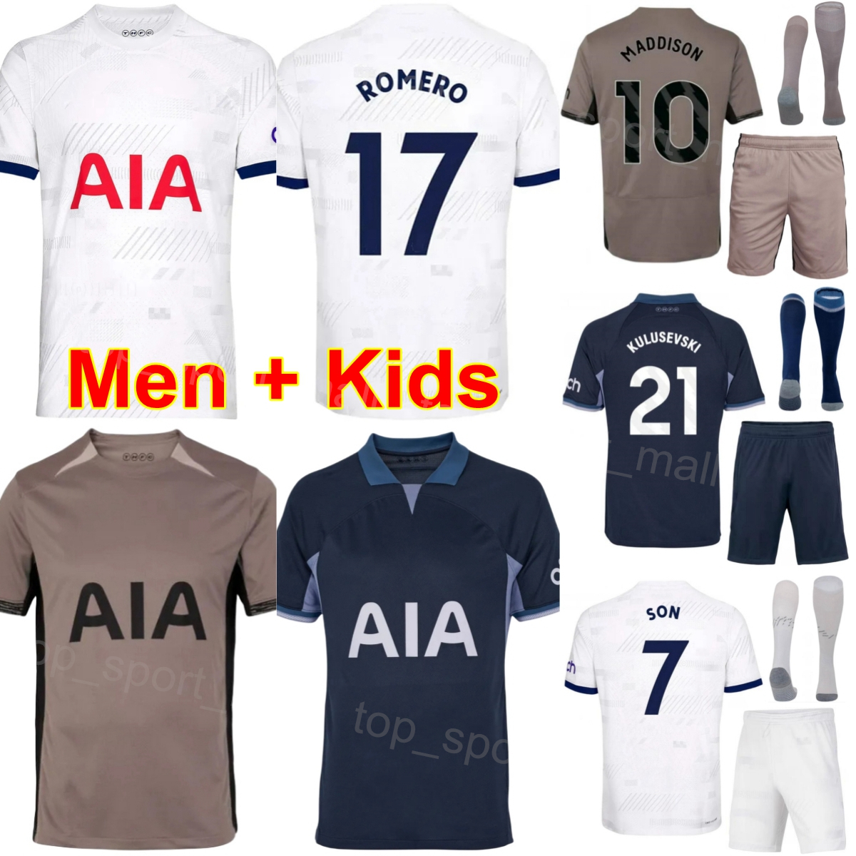 23/24 Club Men Kids 7 SON Soccer Jersey Set 21 KULUSEVSKI 10 MADDISON 17 ROMERO 38 UDOGIE 9 RICHARLISON SARR VAN DE VEN VICARIO LLORIS HOJBJERG Football Shirt Kits ReCi