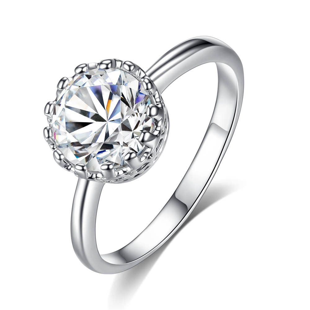 Statement Crown Promise ring Rose Gold Silver AAAAA sona cz Engagement Wedding Band Rings for women Bridal Party Jewelry