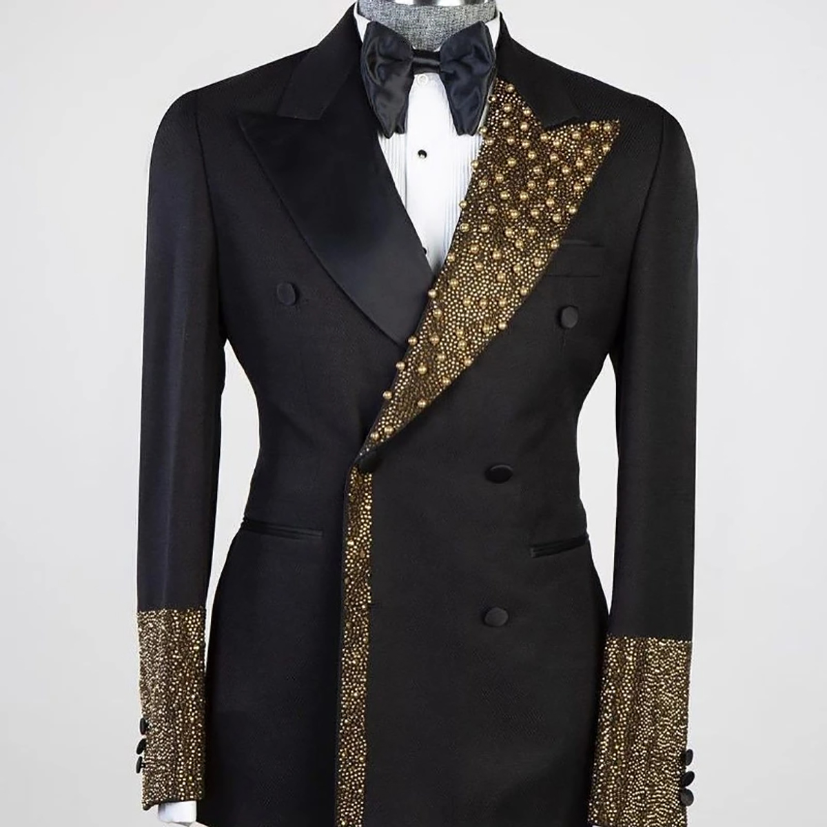 Elegant Mens Suits For Wedding Gold Beading Formal Groom Man Tuxedos Tailore Made Only One Jacket