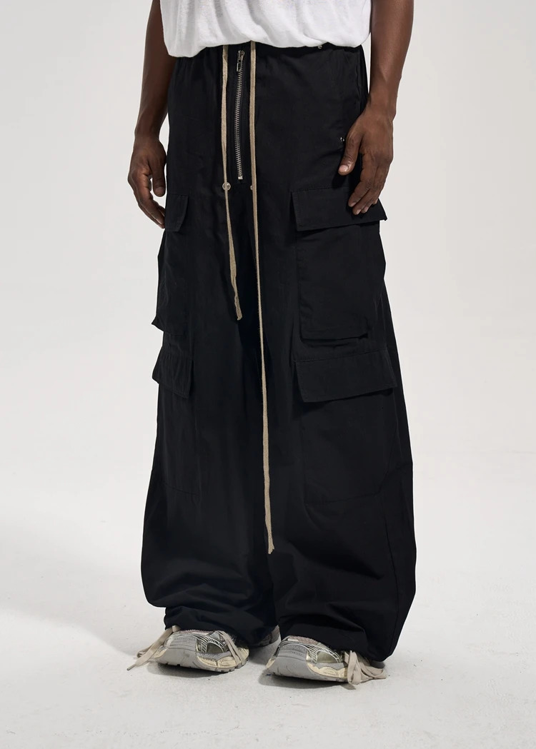 Mens Pants Vintage Zipper Side Pocket Cargo Flared Casual Men Y2k Baggy Japanese Streetwear Trousers 231024