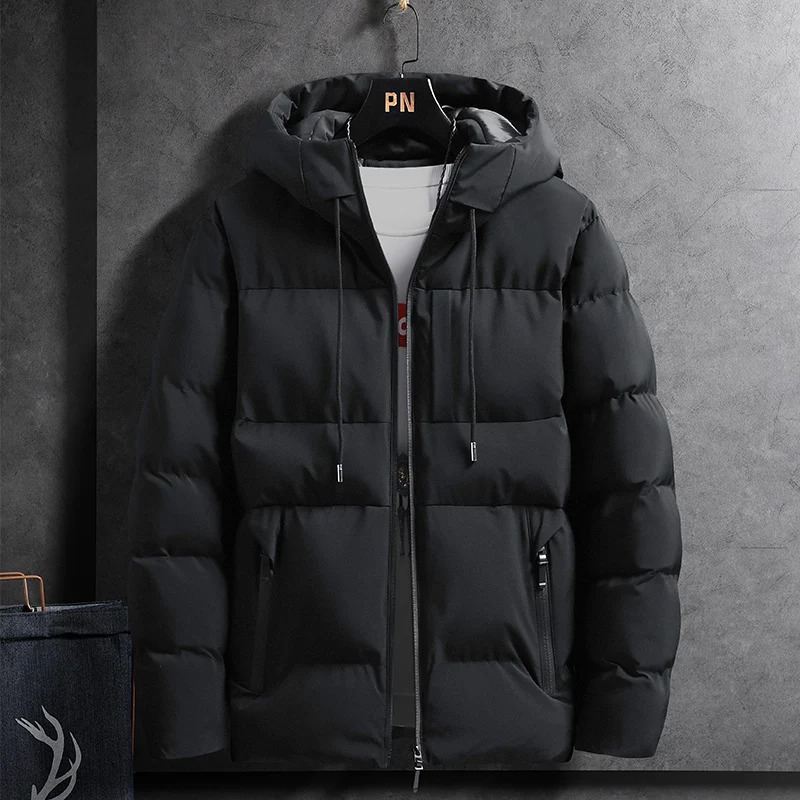 Men's Down Parkas Winter Jacket Men Thicken Warm Coat Mens Stand Collar Solid Color Casual Parka 231023