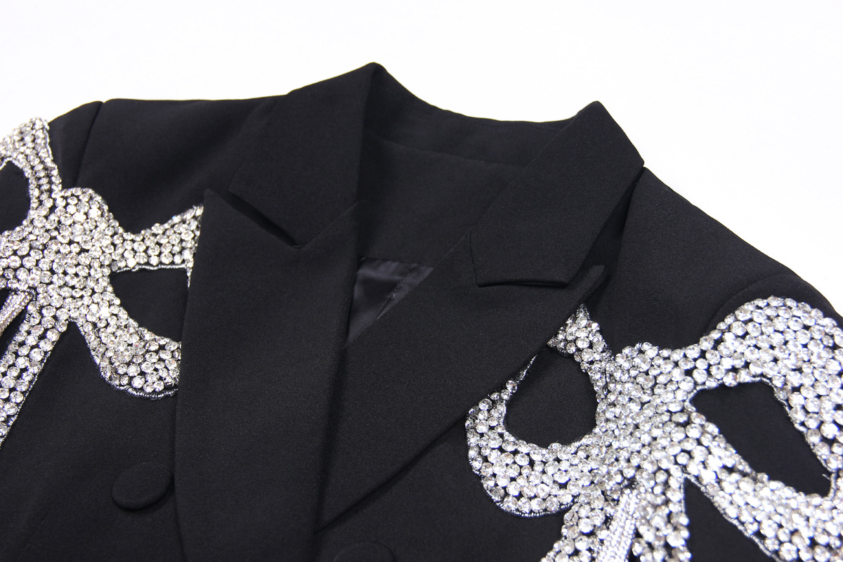 1019 2023 Autumn Milan Runway Coat Jackets Long Sleeve Lapel Neck Black White Beads High Quality Button Fashion Womens Clothes MANSHA