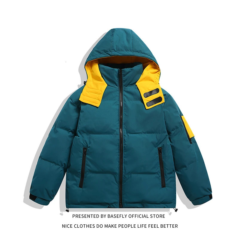 Men's Down Parkas Solid Hooded Thick Warm Winter Men Bomber Puffer Jacket Unisex Women Parka Couple High Streetwear Coat Varisty Chic Daily Wear 