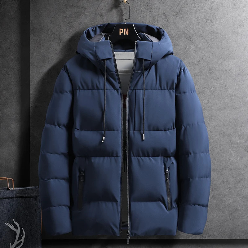 Men's Down Parkas Winter Jacket Men Thicken Warm Coat Mens Stand Collar Solid Color Casual Parka 231023