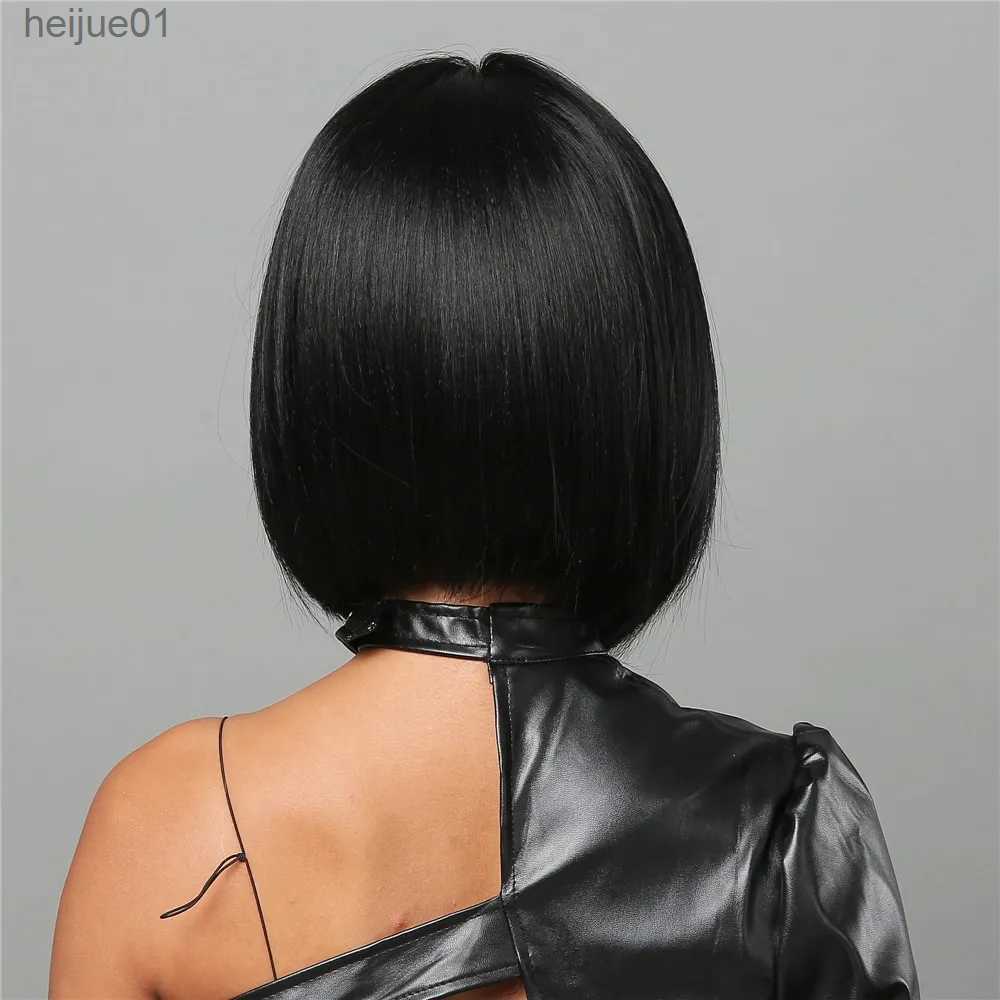 Synthetic Wigs Natural Hairline Hair For Black Women Short Straight Bob Middle Part Heat Resistant Synthetic Wig For Daily Use CosplayL231024