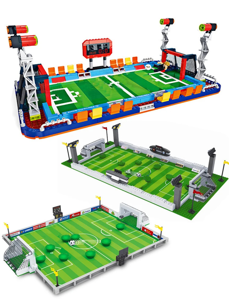 Blocks City Football Fields Model Soccer Players Figures set Building national team minifig MOC brick Kid Toys construction idea 231024