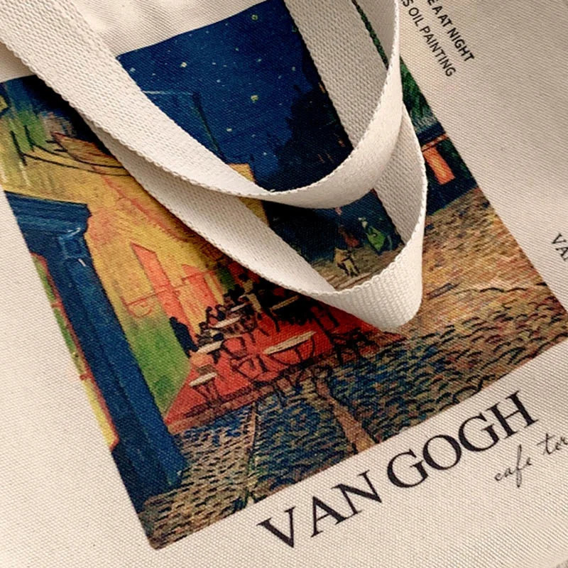 Evening Bags Poetry Lif Van Gogh coffee house Classic Thick Cotton Canvas Bag Style Zipper Single Shoulder Shopping Tote bag 231024
