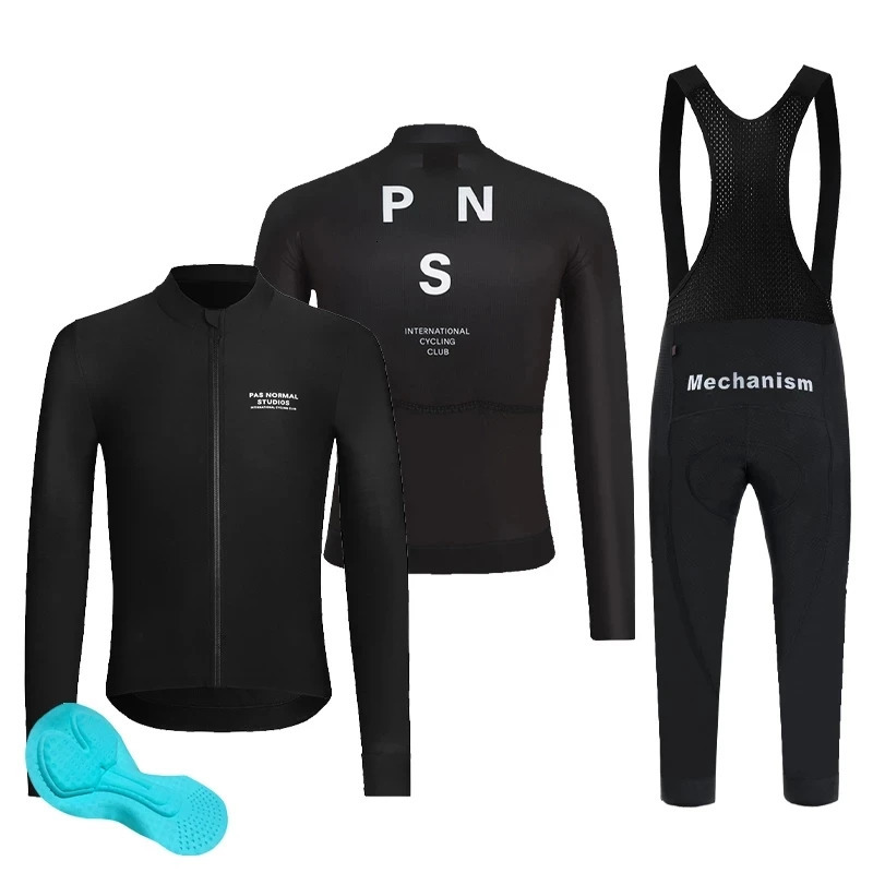 Cycling Jersey Sets Pas Normal Studios SpringAutumn Long Sleeve Cycling Jersey Set PNS Bicycle Clothes MTB Bike Jersey Bib Pants Kit Ropa Ciclismo 231 - view 3