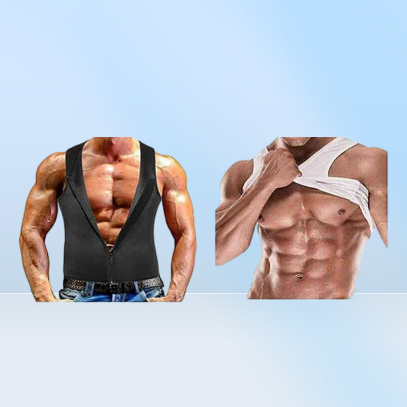 Men039s Vests Workout Trainer Vest Tank Tops Sweat Sauna Waist Body Shaper Slim Male Athletic Gym Zipper Tee Shirt Plus Size8819972